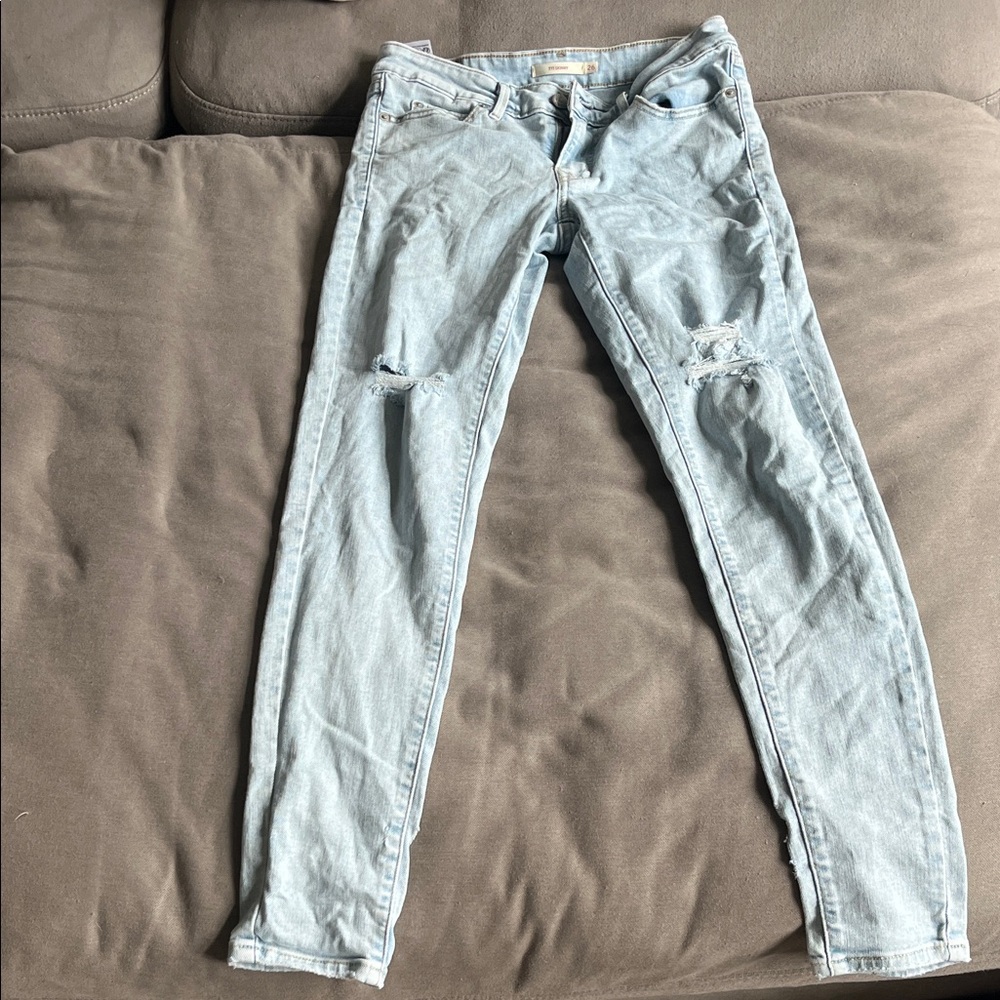 Levi's Light Blue Ripped Skinny Jeans